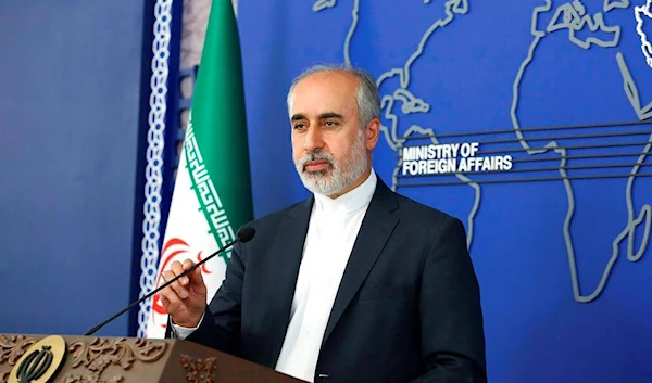 In this photo released on Thursday, Aug. 11, 2022, by the Iranian Foreign Ministry, Foreign Ministry spokesperson Nasser Kanaani speaks in Tehran, Iran. (AP)