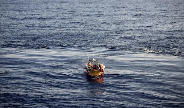 Migrants are carried by a MSF rescue team boat after being rescued in the Mediterranean Sea, Monday, Aug. 7, 2023. ( AP)