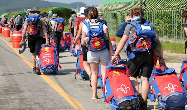 Tens of thousands of young scouts to evacuate world jamboree in South Korea as storm Khanun looms. (AP)