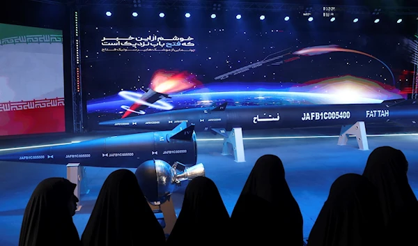 Illustrative purposes: Women look at Fattah missile in a ceremony in Tehran, Iran, Tuesday, June 6, 2023. (AP)