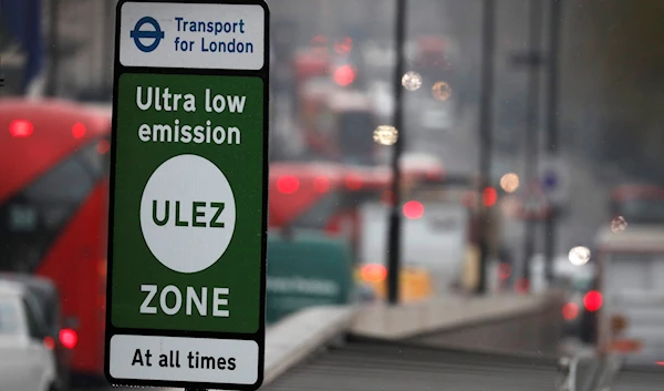 Cars enter the new Ultra Low Emission Zone that has come into force Monday, in London, Monday, April 8, 2019, one of the world's first emission charge for cars. (AP)