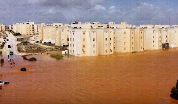 Streets are flooded after storm Daniel in Marj, Libya, September 11, 2023 (Al-Masar TV via AP)