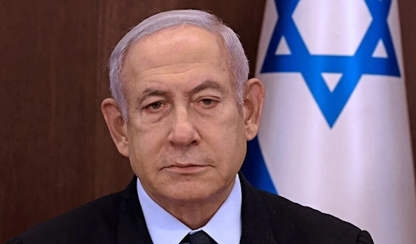 Prime Minister Benjamin Netanyahu chairs a cabinet meeting in Jerusalem on August 27, 2023. (AFP)