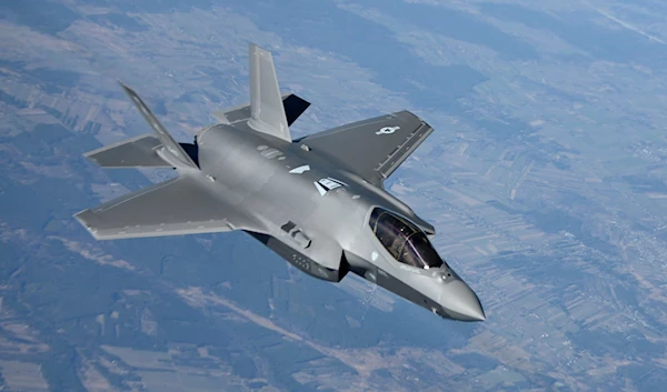 A US Air Force F-35 Lightning II aircraft over Poland, February 24, 2022 (US Air Force via AP)