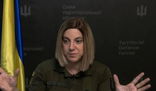 Spokesperson for the Ukrainian Armed Forces Ashton-Cirillo hosting live YouTube shows from her studio (AFP)