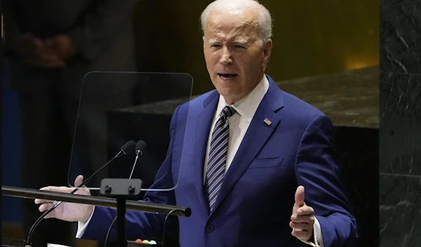 US President Joe Biden addresses the 78th UN General Assembly summit in New York on September 19, 2023. (AP)