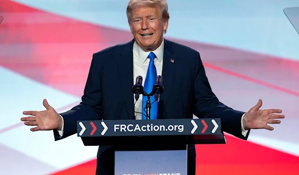 Former President Donald Trump speaks during an event in Washington, Friday, September 15, 2023 (AP)