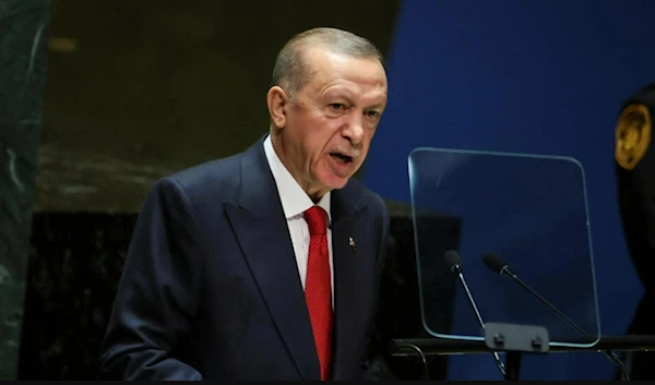 Turkey's President Tayyip Erdogan addresses the 78th session of the UN General Assembly in New York on September 19, 2023. (AFP)