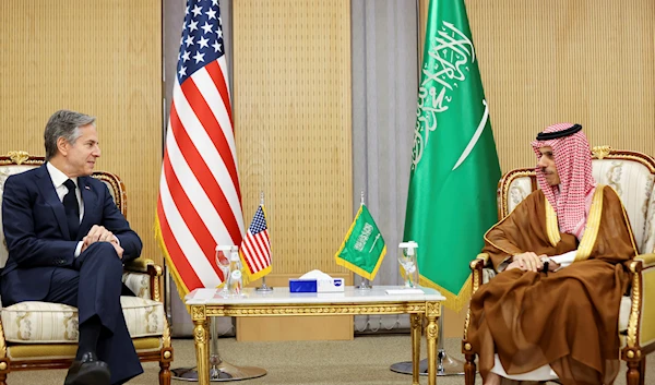 U.S. Secretary of State Antony Blinken meets with Saudi Arabia's Foreign Minister Prince Faisal bin Farhan, in Riyadh, Saudi Arabia, Wednesday, June 7, 2023. (AP)