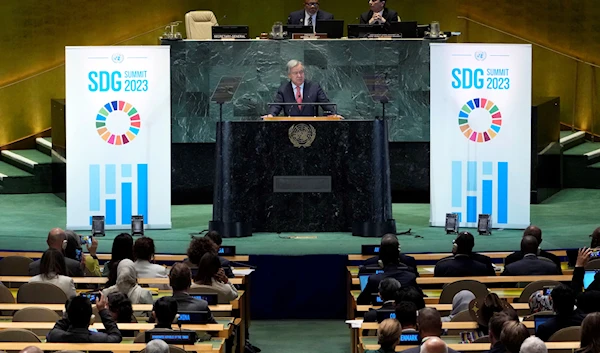 UN Secretary General Antonio Guterres addresses the United Nations Sustainable Development Forum, Monday, Sept. 18, 2023. (AP)