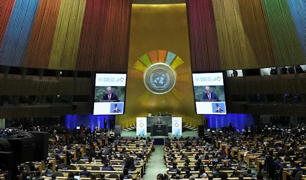 UN Secretary General Antonio Guterres addresses the UN Sustainable Development Forum, Sept. 18, 2023. (AP)