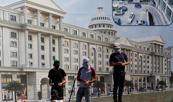 Palestinian students from Birzeit University during confrontations with Israeli occupation forces during a demonstration in support of Palestinian prisoners near Ramallah, occupied Palestine, Sep. 23, 2019 (AP)