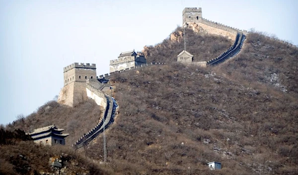 The Juyongguan section of the Great Wall is seen on a hillside ahead of the 2022 Winter Olympics, Monday, Jan. 31, 2022, on the outskirts of Beijing. (AP)