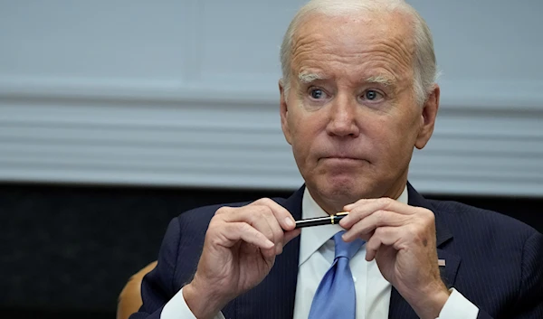 US President Joe Biden in the Roosevelt Room of the White House in Washington, September 25, 2023 (AP)