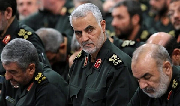 Revolutionary Guard Gen. Qassem Soleimani, center, attends a meeting with Supreme Leader Ayatollah Ali Khamenei and Revolutionary Guard commanders in Tehran, Iran, September 18, 2016. (AP)