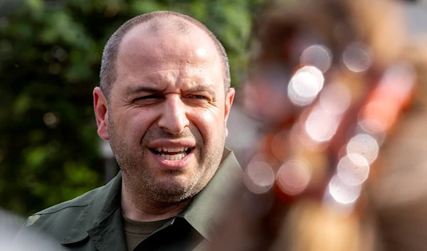 Rustem Umerov, Ukraine's Defense Minister addresses the media after the meeting of the 'Ukraine Defense Contact Group' at Ramstein Air Base in Ramstein, Germany, Tuesday, Sept.19, 2023. (AP)