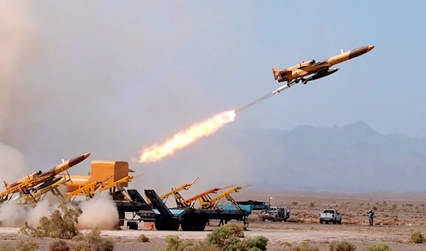 In this file picture, a domestically developed Karrar jet-powered target drone is launched during a military exercise in Iran. (Tasnim news agency)