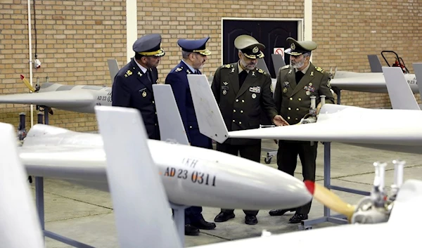 commander of the Army's Air Defense Gen. Alireza Sabahi-Fard, attend a ceremony marking to provide Iran-made drones to the army, Iran Iranian Army on April 20, 2023. (Iranian Army)