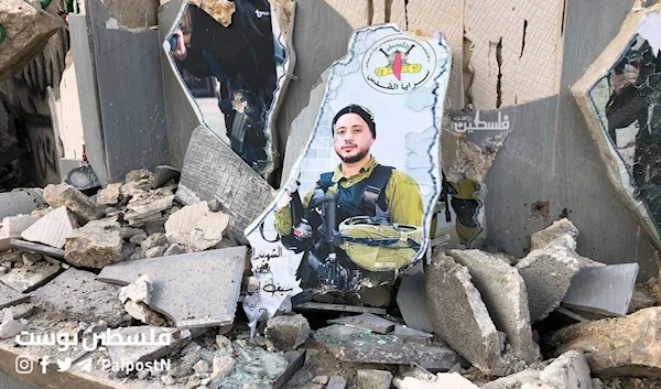 Israeli Occupation Forces desecrate memorial of Palestinian Resistance commander of the Tulkarm Bridage Martyr Seif Abu Labde during raid on Nour Shams camp in Tulkarem, Occupied Palestine on September 5, 2023. (Palestine Post)