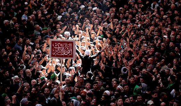 Muslim pilgrims mark the holiday of Arbaeen, , in Karbala, Iraq, Sept. 6, 2023 (AP)