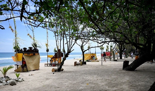 A beach in Kuta on Indonesia's resort island of Bali on March 22, 2020 (AFP)