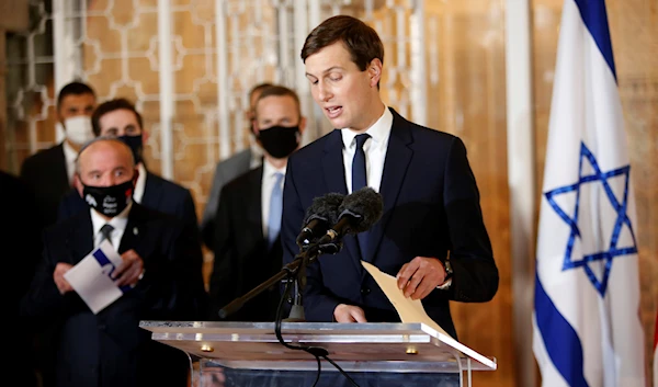 Then-Senior White House adviser Jared Kushner, speaks to reporters at the guest house next to the royal palace in Rabat, Morocco, Dec. 22, 2020 (AP)