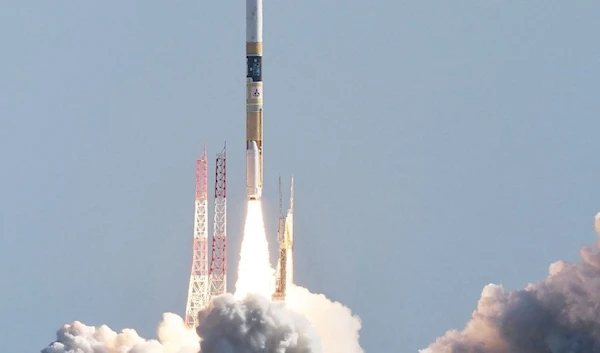 An H2-A rocket carrying a small lunar surface probe and other objects lifts off from the Tanegashima Space Centre on Tanegashima island, Kagoshima prefecture on September 7. (AFP)