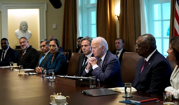 President Joe Biden speaks during a meeting with his Cabinet in the Cabinet Room of the White House in Washington, Monday, Oct. 2, 2023. (AP)