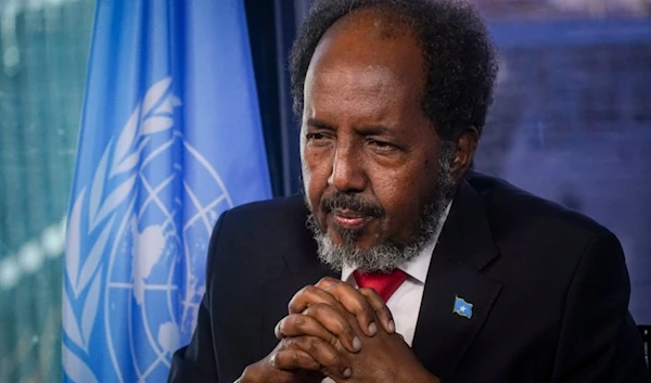 Somalia's President Hassan Sheikh Mohamud listens during an interview on his visit to the United Nations, Tuesday, Dec. 12, 2023, at U.N. headquarters. (AP)