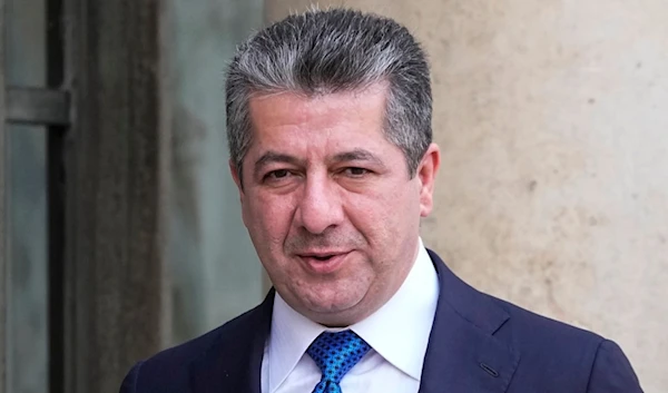 Masrour Barzani, Prime Minister of the semi-autonomous Kurdish-controlled region in northern Iraq arrives at the Elysee Palace in Paris to meet French President Emmanuel Macron, Feb. 16, 2023.