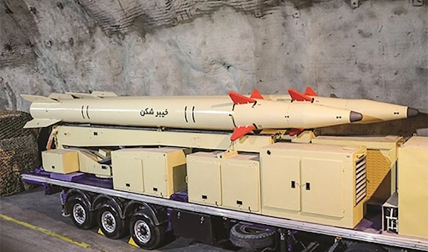 Iran's Islamic Revolution Guard Corps (IRGC) unveiled a new surface-to-surface ballistic missile that was to target Mossad base on January 16, 2024, with a 1,450-kilometer range. (Irani State Media)