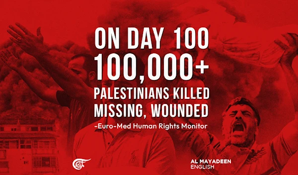 On day 100, 100,000+ Palestinians killed, missing, wounded