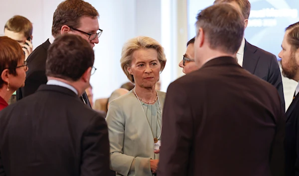 Ursula von der Leyen, president of the European Commission, during the 'CEOs for Ukraine' session on the opening day of the World Economic Forum (WEF) in Davos, Switzerland, on Tuesday, Jan. 16, 2024. (AP)