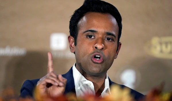 Republican presidential candidate businessman Vivek Ramaswamy speaks during the Family Leader's Thanksgiving Family Forum, Nov. 17, 2023, in Des Moines, Iowa. (AP)