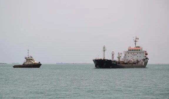 Illustrative: Ships are seen at Saleef port in the western Red Sea Hodeidah province, on May 13, 2019. (AFP)