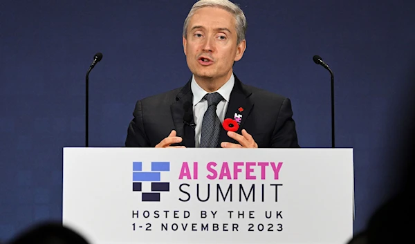 Francois-Philippe Champagne, Minister of Innovation, Science and Industry of Canada speaks onstage on Day 1 of the AI Safety Summit at Bletchley Park, in Bletchley, England, Wednesday, Nov. 1, 2023.(AP)