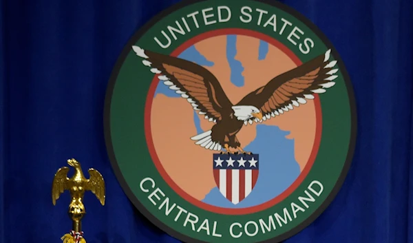 The seal for the US Central Command is displayed on Feb. 6, 2017, at MacDill Air Force Base, Fla. (AP)