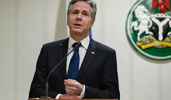 US Secretary of State Antony Blinken speaks during a press conference with Minister of Foreign Affairs of Nigeria Yusuf Tuggar at the Presidential Villa in Abuja, Tuesday, Jan. 23, 2024. (AP)