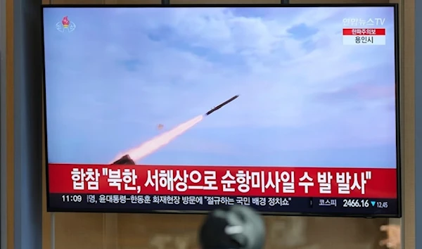 A TV screen shows a report of the DPRK’s cruise missiles with file footage during a news program at the Seoul, South Korea, Wednesday, January 24, 2024. (AP)