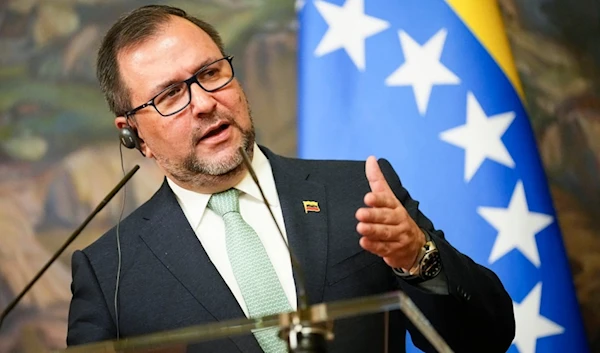 Venezuela's Foreign Minister Yvan Gil Pinto speaks during a joint press conference with Russian Foreign Minister Sergey Lavrov in Moscow, Russia, on Thursday, Nov. 16, 2023. (AP)