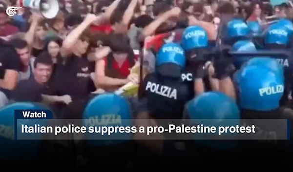 Italian police suppress a pro-Palestine protest