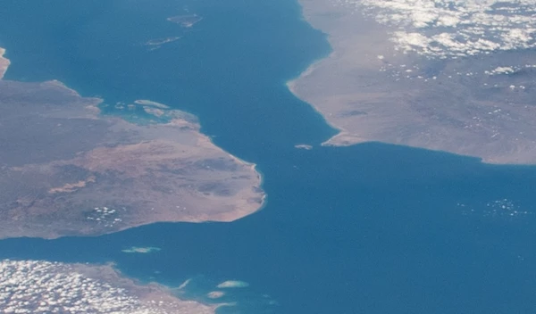 Photo of the Bab-el-Mandeb in 2020 (the strait between the Red Sea and the Gulf of Aden), taken from outer space during ISS Expedition 62  (Wikimedia Commons)