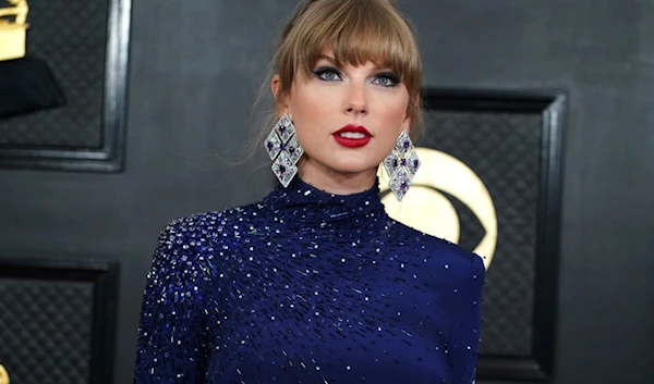 Taylor Swift arrives at the 65th annual Grammy Awards on Sunday, Feb. 5, 2023, in Los Angeles. (AP)