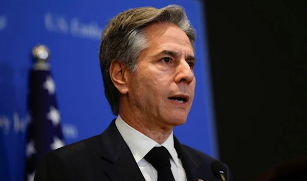 US Secretary of State Antony Blinken answers questions during a press conference in "Tel Aviv", Palestine, Tuesday, Jan. 9, 2024. (Evelyn Hockstein/Pool Photo via AP)