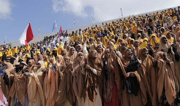 Thousands of people attend a protest rally in Mogadishu, Somalia, Wednesday Jan.3, 2024, after being angry with an agreement signed between Ethiopia and the breakaway region of Somaliland to give landlocked Ethiopia access to its shoreline.(AP)