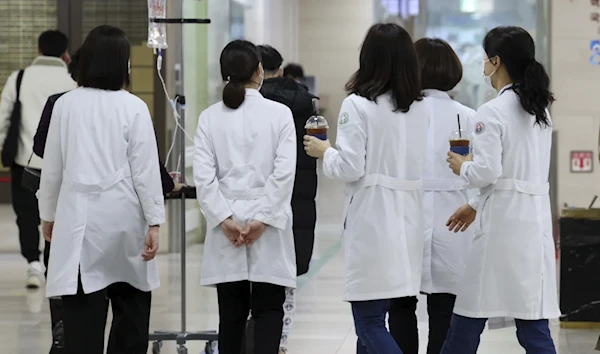 Medical workers walk inside a general hospital in Gwangju, South Korea, Monday February 19, 2024. (AP)