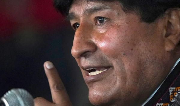 Evo Morales, former president of Bolivia, speaks during a press conference on the sidelines of a Labor Party seminar, in Mexico City, Oct. 22 2021 (AP)