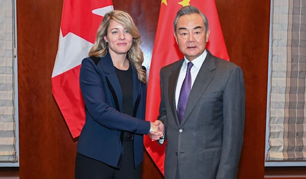 Chinese Foreign Minister Wang Yi met with Canadian Foreign Minister Mélanie Joly on the sidelines of the Munich Security Conference on February 17, 2024. (Chinese MFA)