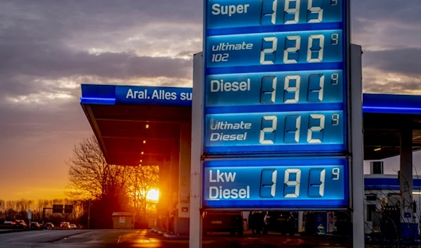 Gas prices are displayed at a gas station on a highway near Frankfurt, Germany, Friday, Feb. 16, 2024. (AP Photo/Michael Probst)