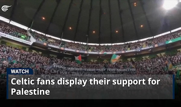 Celtic fans display their support for Palestine